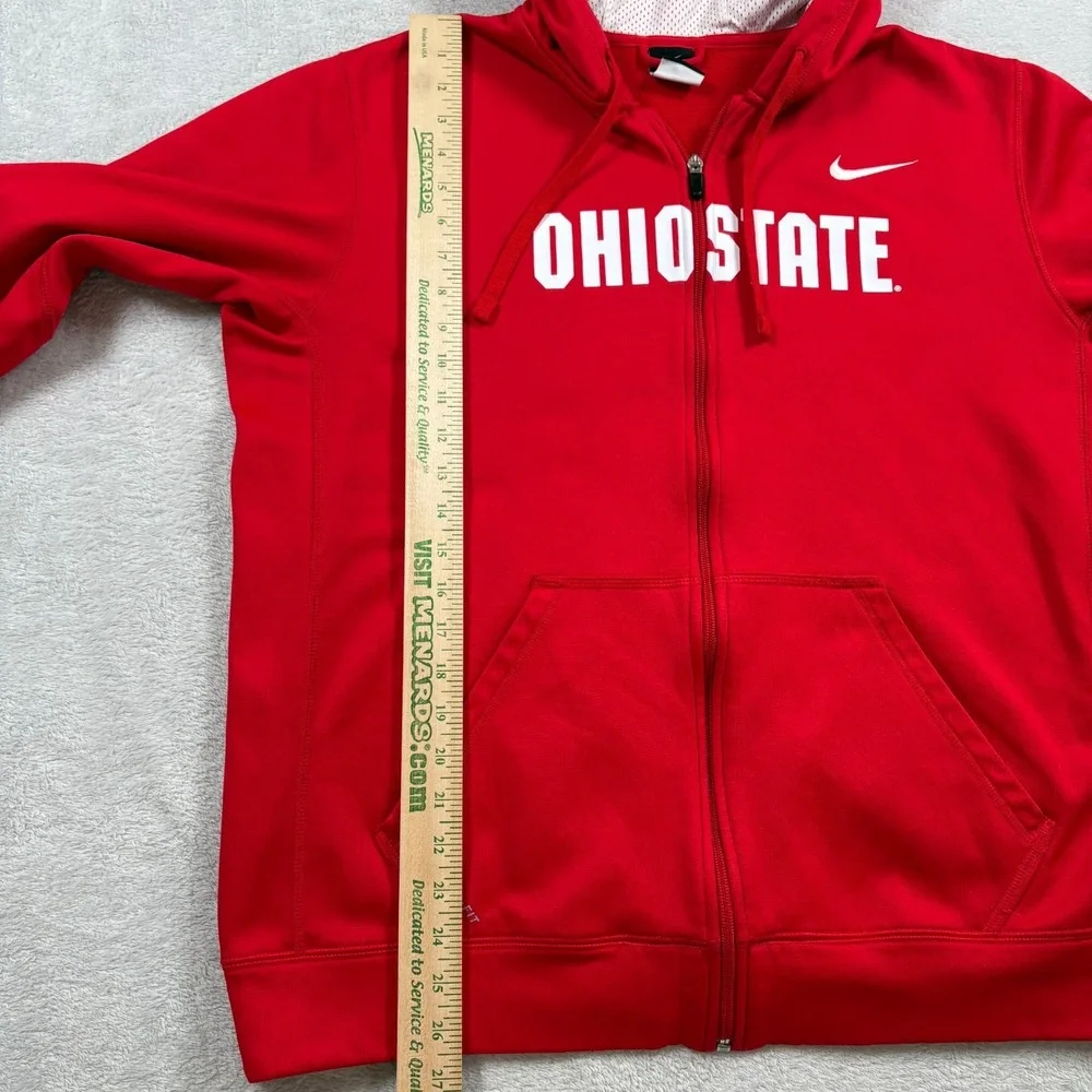 Nike Hoodie Mens Large Red Ohio State Buckeyes Therma Fit NCAA Lined‎ Full Zip